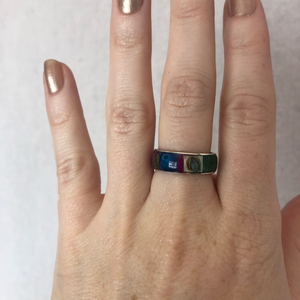 Multicolored Silver Ring